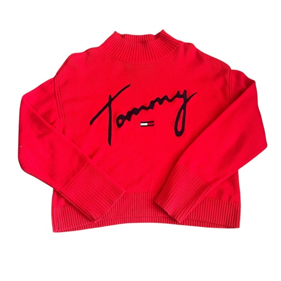 Tommy Hilfiger Women's Vintage Red Preppy Turtleneck Sweater Sz small - Picture 1 of 4